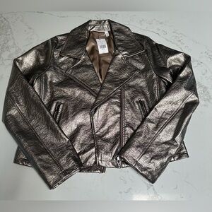 Willow Metallic Silver Leather Jacket. NWT!